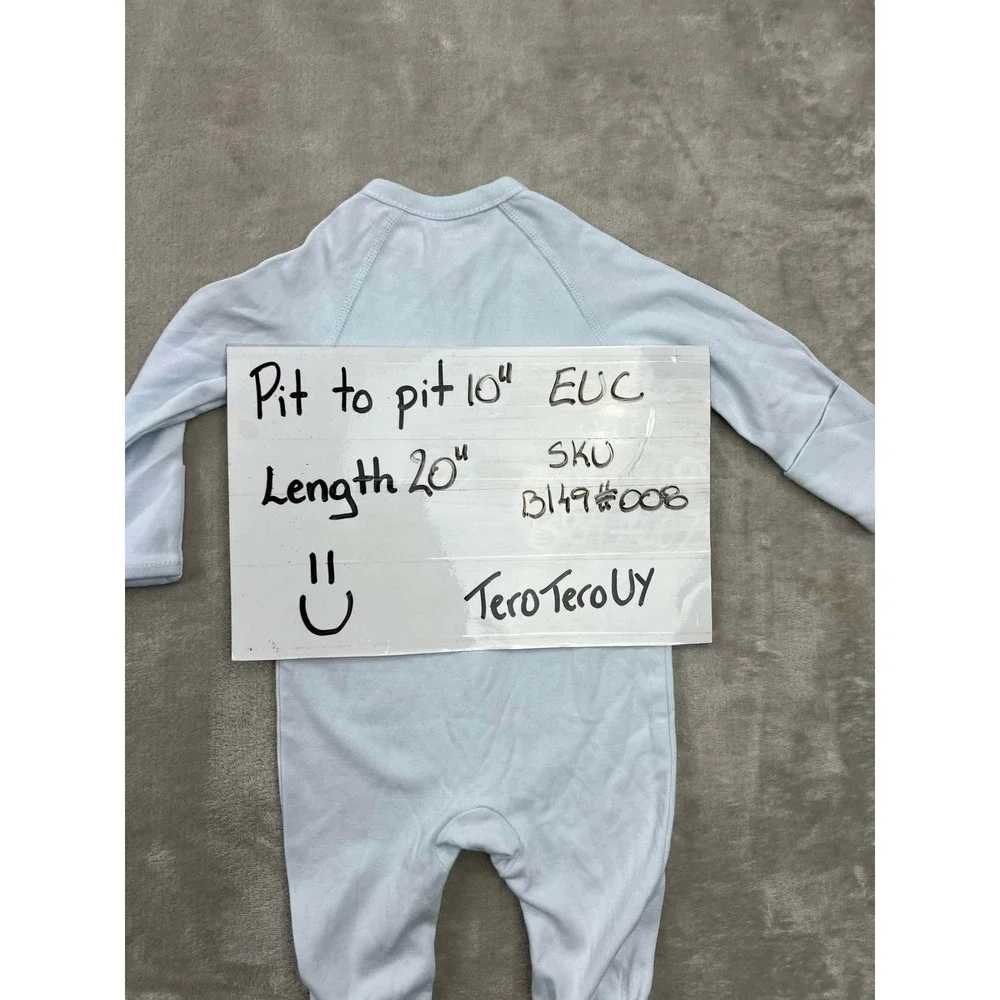EUC Ralph Lauren Baby Boys Light Blue Cotton Footed Sleeper Size 3M